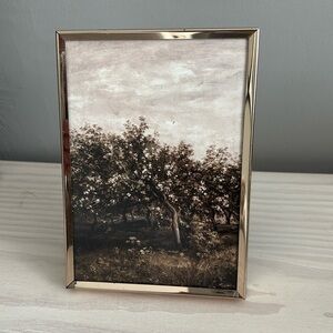 VTG Brass Shadow Box Style Frame with Moody‎ Trees Art Print 5x7